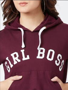Sudadera con Capucha Color Granate para Mujer, Estampado Girl Boss, Manga Larga, Tejido de Algodón, Estilo Otoñal - Product Image 6