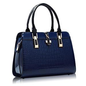 Blue Crocodile Pattern PU Women Handbag Zipper <b>Tote</b> Purse Adjustable Shoulder <b>Bag</b> for Daily Travel - Product Image 1