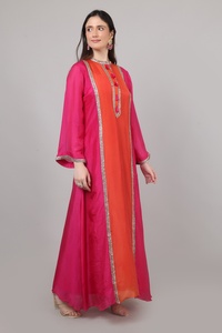 Ensemble Kurta 2 pièces pour femmes, couleur rose et orange, avec dentelle et perles, choix élégant pour femmes - Product Image 6