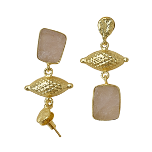 Pendientes Geométricos Chapados en Oro con Incrustaciones de Piedras Naturales, Estilo Boho Chic, Joyería de Moda para Mujer - Product Image 2