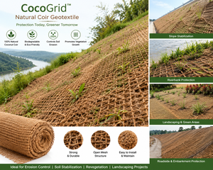 CocoGrid Geotextile en fibre de coco naturelle, filet de contrôle de l'érosion, fibre de coco biodégradable, stabilisation du sol, tapis de paysagisme en rouleau - Product Image 3