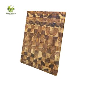 Tabla de cortar de lujo de madera de teca con veta de extremo, bloque de carnicero grueso, natural, sólido, ecológico, apto para lavavajillas, al por mayor - Product Image 5