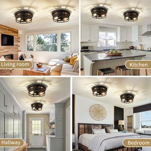 2-Pack Farmhouse Black Flush Mount Ceiling <b>Light</b> Fixture 40W for Hallway <b>Hall</b> Kitchen Office - Product Image 5