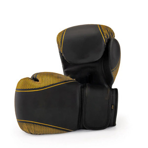 Gants d'entraînement de boxe professionnels, noir et jaune, en maille respirante, fermeture Velcro, équipement de sparring pour adultes, 12 oz - Product Image 1
