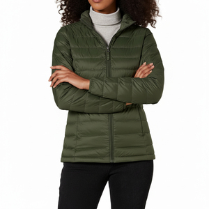Veste courte matelassée d'hiver 2026 pour femme, avec fermeture éclair, col montant, chaude, couleur unie, style décontracté - Product Image 4