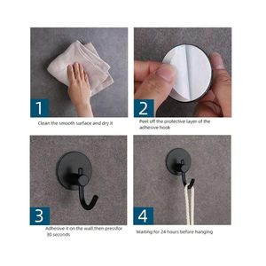 Self <b>Adhesive</b> Stainless Steel <b>Hooks</b> Black Color Wall Hanging for Bathroom Towel <b>Hooks</b> Stick for Bathroom Bathroom Towel Hanging - Product Image 5