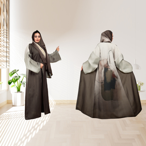Abaya de Lino Holgada Tallas Grandes para Fiesta de Noche, Eid, Ramadán, Diseño Minimalista Sólido en la Espalda, con Pañuelo a Juego, Elegante, Modesta, Largo hasta el Suelo - Product Image 3