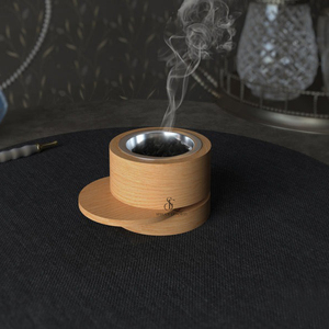 Brûleur à Bakhoor en bois de forme ronde créative, porte-encens arabe moderne à couches superposées pour Oud, cylindre avec coupelle métallique amovible, vente en gros - Product Image 3