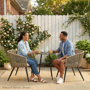 Set of 2 Patio <b>Dining</b> <b>Chairs</b>, Outdoor Seating for Backyard, Poolside, Balcony Woven Wicker Design <b>Dining</b> <b>Chair</b> - Product Image 2