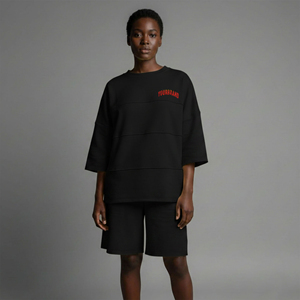 Ensemble 2 pièces surdimensionné pour femme en 100 % coton, T-shirt et short, personnalisable avec logo imprimé en 3D, bicolore, style streetwear, OEM/ODM - Product Image 1