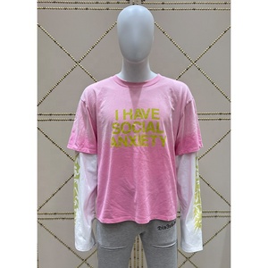 Custom Men T <b>Shirts</b> Blank Double Layer Sleeve Tee <b>Shirt</b> Unisex Double Layer Long Sleeve Solid Color <b>Patchwork</b> Sleeve Design - Product Image 5