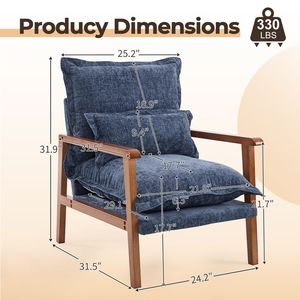 Poltrona Chic a Forma di Nuvola con Struttura in Legno Massello e Cuscino Lombare in Tessuto Chenille per il Relax - Product Image 5
