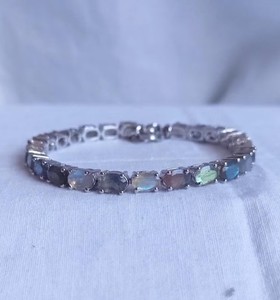 Natural Labradorite Stone <b>Bracelet</b> for Her in Sterling Silver White Gold Plated Elegant <b>Gemstone</b> <b>Bracelet</b> Handmade Jewelry Gift - Product Image 3