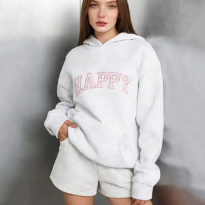 Sudadera con Capucha y Pantalones Cortos Personalizados para Mujer, Térmicos, Gruesos, 500 GSM 350 GSM, de Poliéster/Algodón, con Forro Polar, Bordados, Talla Grande - Product Image 5