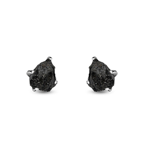 925 Sterling <b>Silver</b> Natural Shungite Rough Butterfly Lock <b>Stud</b> <b>Earrings</b> Fashion Trendy Dainty Claw Setting Wedding Party Gift - Product Image 3