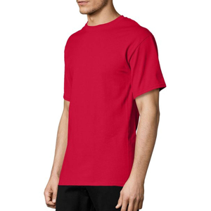 Camiseta de Manga Corta para Hombre, Color Rojo Liso, Cuello Redondo, Corte Regular, Estilo Casual, Tejido Jersey, Color Sólido - Product Image 4
