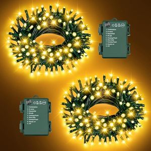 100LED 33Ft Battery-Operated Christmas <b>Lights</b> 8 Modes 16.4Ft*2 Waterproof Indoor & Outdoor String <b>Lights</b> <b>with</b> <b>Timer</b> - Product Image 1