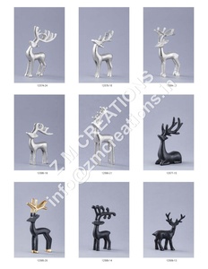 Handmade Silver Reindeer Sculpture Christmas Holiday Gift Decoration Tabletop Decoration Metal & Wood Multi-Color Options - Product Image 2