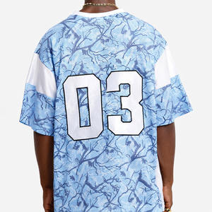 Camiseta Deportiva de Algodón Premium Oversize para Hombre, Estilo Hip Hop, Camuflaje RealTree Azul Claro, Jersey de Fútbol Americano Unisex OEM - Product Image 3