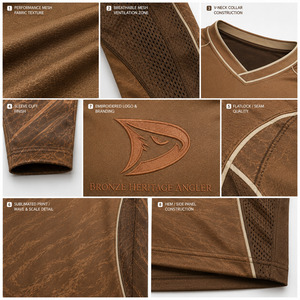 เสื้อเจอร์ซีย์ตกปลาแบบแข่งขันสำหรับผู้ชาย OEM แบบสั่งทำพิเศษ แขนยาว แห้งเร็ว ระบายอากาศได้ดี ไซส์ใหญ่ ผ้าโพลีเอสเตอร์ตาข่าย ปักโลโก้ - Product Image 6