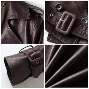 Chaqueta Deportiva de Cuero Genuino Ecológica, Resistente al Viento y Transpirable, en Colores Sólidos, para Otoño e Invierno, Nueva Moda Femenina - Product Image 4