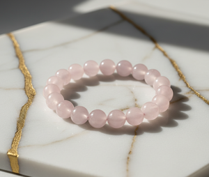 Handmade AAA Rose quartz Round Bead <b>Bracelet</b> – Polished Gemstone Stretch <b>Bracelet</b> for Men & Women - Product Image 1