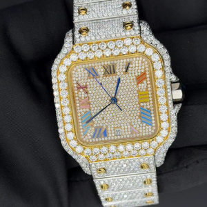 Reloj de Lujo con Diamantes Moissanite de Corte Redondo y Números Romanos Clásicos de Colores, Regalo con Diamantes - Product Image 1