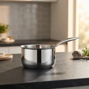 Best Selling Stainless Steel Triply Saucepan with Lid 18 cm 304 Grade <b>Induction</b> Compatible Kitchen Cooking <b>Pot</b> at Low Price - Product Image 1