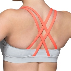 Women's Crisscross Strappy Sports Bra Medium Support Yoga Workout Top Breathable Seamless Solid Black - Product Image 4