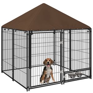 Recinto per cani 4.6FT X 4.6FT X 5FT, Box per cuccioli con tettoia, Recinto da giardino, Gabbia, Recinzione, Gabbia grande rotante per il gioco - Product Image 1