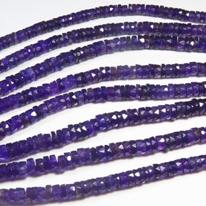 Cuentas de Amatista Púrpura Natural en Forma de Disco Plano, Facetadas, con Taladro Central, de 6.5mm, en Forma de Rueda, Hilo de 16 Pulgadas, Cuentas Heishi de Amatista Púrpura - Product Image 1