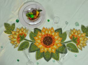 Glass Bead Handmade Leaf Pattern <b>Rectangle</b> Thanksgiving Decorative <b>Placemat</b> for Dining Table Sami Handicrafts From Uttar Pradesh - Product Image 3