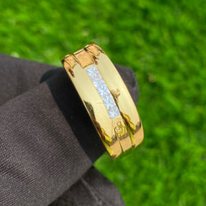 Trendy 10K Original Gold Custom Men's Wedding <b>Ring</b> <b>Iced</b> Princess Cut Moissanite Diamond Nugget Band Cluster for Engagement Party - Product Image 4