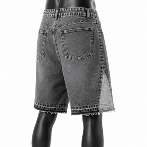 Pantalones Cortos de Mezclilla Gris Lavado con Diseño Gráfico para Hombre, Estilo Urbano, Fabricante de Jeans - Product Image 5