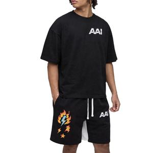 Ensemble T-shirt et short en coton surdimensionné pour homme, vente en gros, streetwear décontracté d'été, fabricant OEM ODM - Product Image 1
