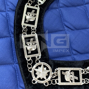 Chaîne de collier d'officier maçonnique en métal argenté, maillons en velours noir, regalia de loge, collier cérémoniel - Product Image 6