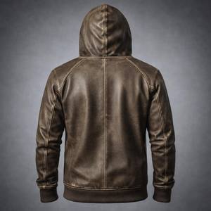 Veste en cuir véritable vintage pour homme, aspect vieilli, style rétro, mode motard, écologique, respirante, fournisseur OEM - Product Image 2
