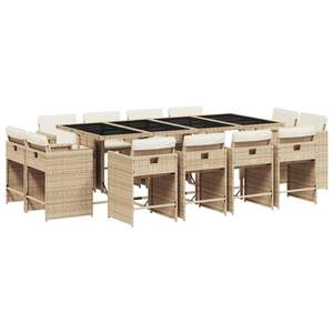 Conjunto de Comedor Plegable de Ratán Sintético PE Beige para Patio, 12 Plazas, Juego de Jardín para 12 Personas - Product Image 2
