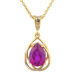 Collier en argent 925 avec pendentif goutte d'eau en rubis naturel, style vintage, pierre de naissance de juillet, certifié par un tiers, vente en gros - Product Image 1