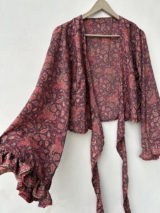 Women <b>Silk</b> <b>Top</b> Vintage Style Retro Bell Sleeve Women <b>Crop</b> <b>Top</b> Vacation Wear Tank <b>Top</b> - Product Image 2