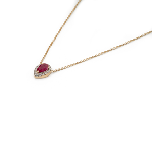 New Trendy Products Minimalist 100% Genuine Ruby & Diamond <b>Solid</b> 18K Yellow <b>Gold</b> Solitaire Halo <b>Pendant</b> Necklace Gift For Her - Product Image 5