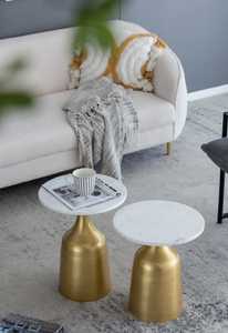 Coffee Corner Contemporary <b>Marble</b> Top Coffee <b>Table</b> With Brass Base Modern Living Room Furniture Decorative Accent <b>Table</b> - Product Image 4