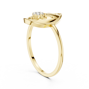 Anillo de oro amarillo macizo de 14k para mujer, minimalista, con piedras cultivadas en laboratorio de corte brillante redondo, para uso diario, banda apilable - Product Image 3