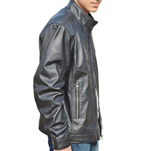 Chaqueta de Cuero Negra para Hombre 2024, Cuello Alto, Capucha, Tela de Lona, Estilo Urbano, Servicio OEM, Producto Nuevo, Manga Larga - Product Image 3