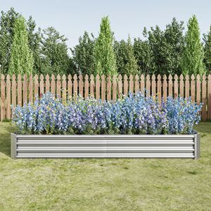 Fioriera Classica in Metallo Argentato 7.6x3.7x0.98ft, Kit per Giardino per la Coltivazione di Fiori, Verdure ed Erbe Aromatiche - Product Image 1