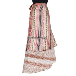 Classy Collection of Long Silk Wrap Skirt 2 Layer Reversible Magic Silk Saris Wrap Long Skirt Silk Magic Long Sari Wrap Skirt - Product Image 5