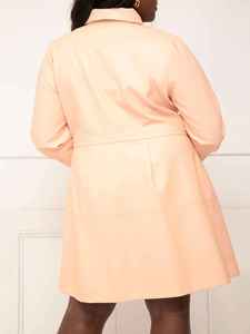 Manteau trench en cuir haut de gamme personnalisé pour femme, veste chemise boutonnée tendance automne, tenue de club en cuir PU pour femme - Product Image 6