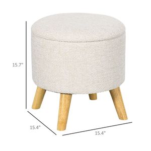 Round <b>Storage</b> Space Ottoman <b>Stool</b> with Footrest Convenient Footstool - Product Image 6