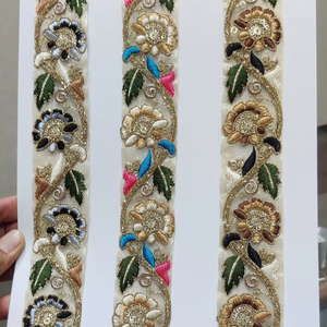 Tela de encaje bordada de diseñador de alta calidad para vestidos, ribete de encaje floral, decoración de prendas, proveedor mayorista de textiles - Product Image 1