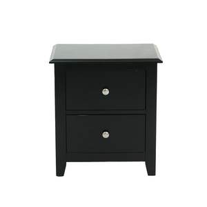 Comodino nero a 2 cassetti con spazio di archiviazione - Product Image 1